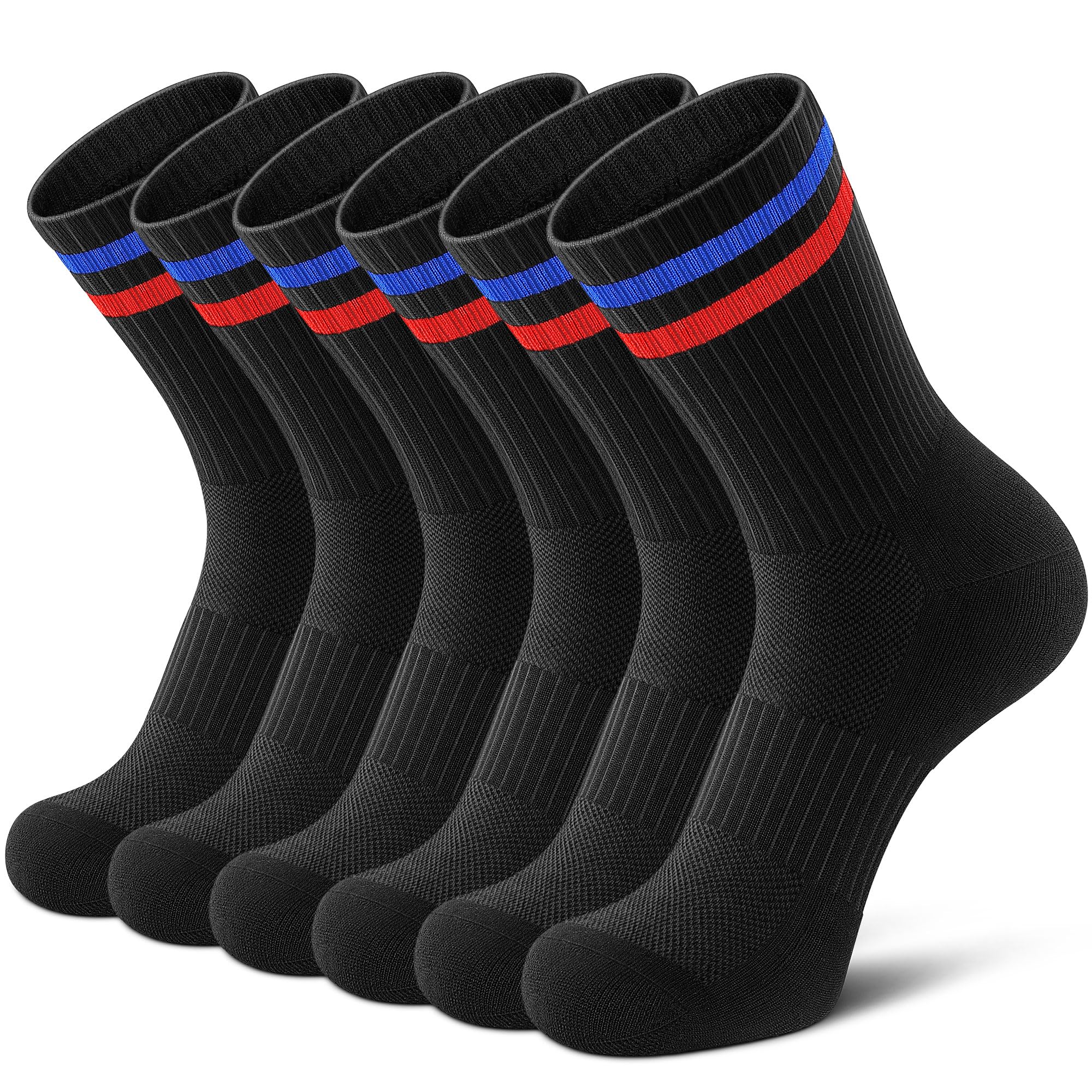 Airacker Athletic Socks Sport Running Calf Socks Performance Cushioned Breathable Crew Socks for Men Women(6 Pairs)