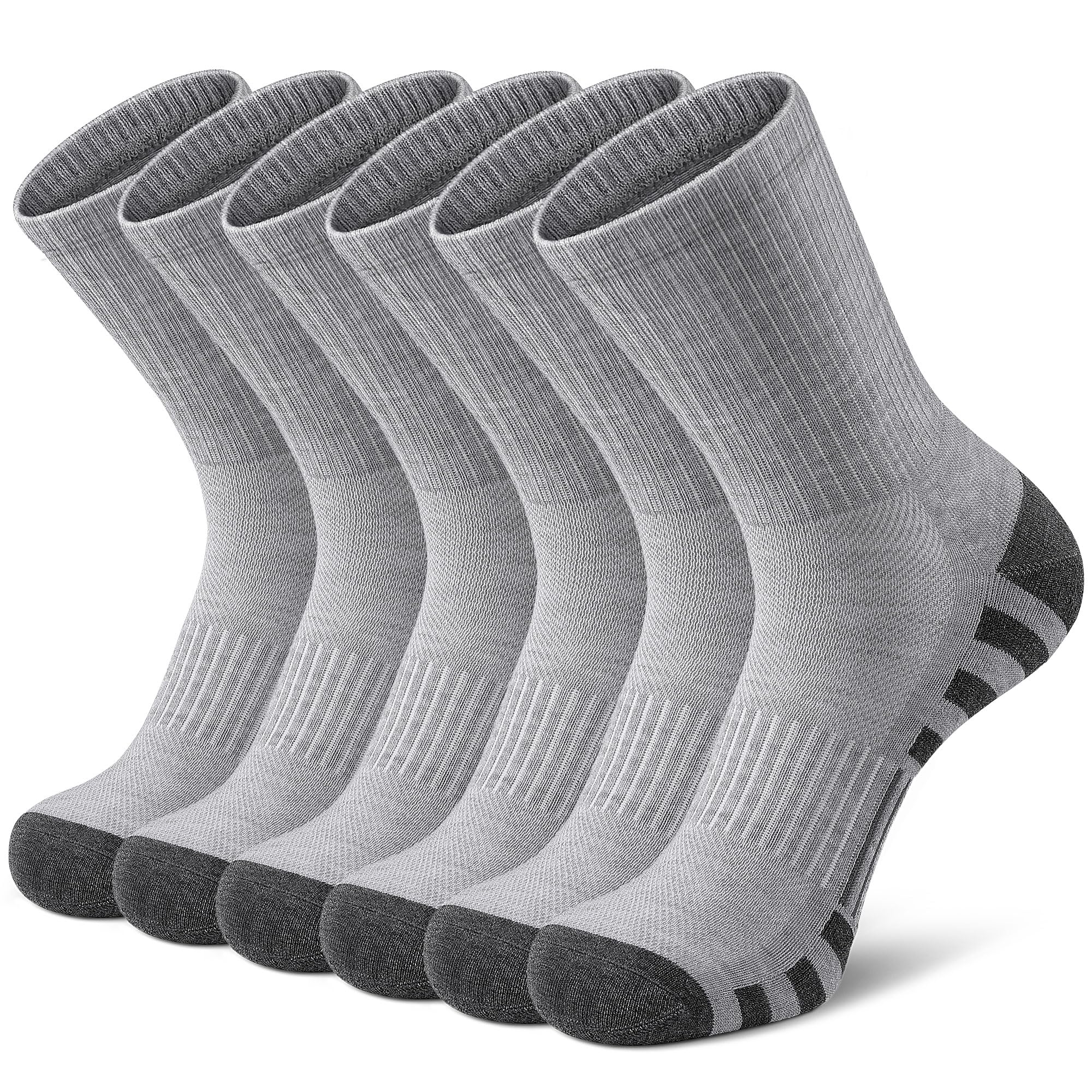 Airacker Athletic Socks Sport Running Calf Socks Performance Cushioned Breathable Crew Socks for Men Women(6 Pairs)