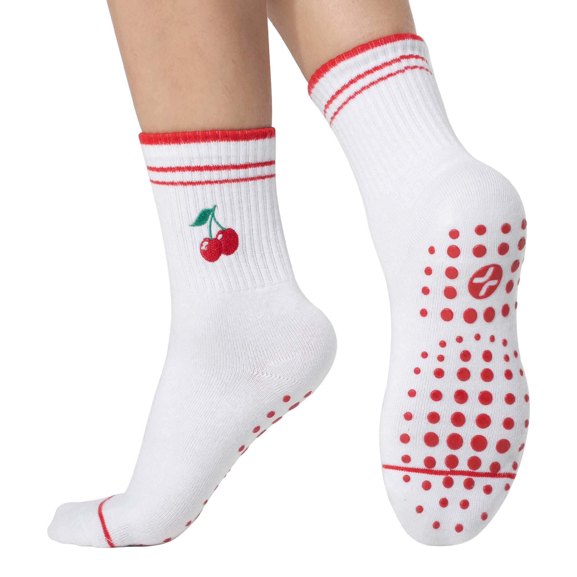 COOLMATE Pilates Socks with Grips for Women, Yoga Socks, Crew Non Slip Women for Barre, Pilates Gifts for Women