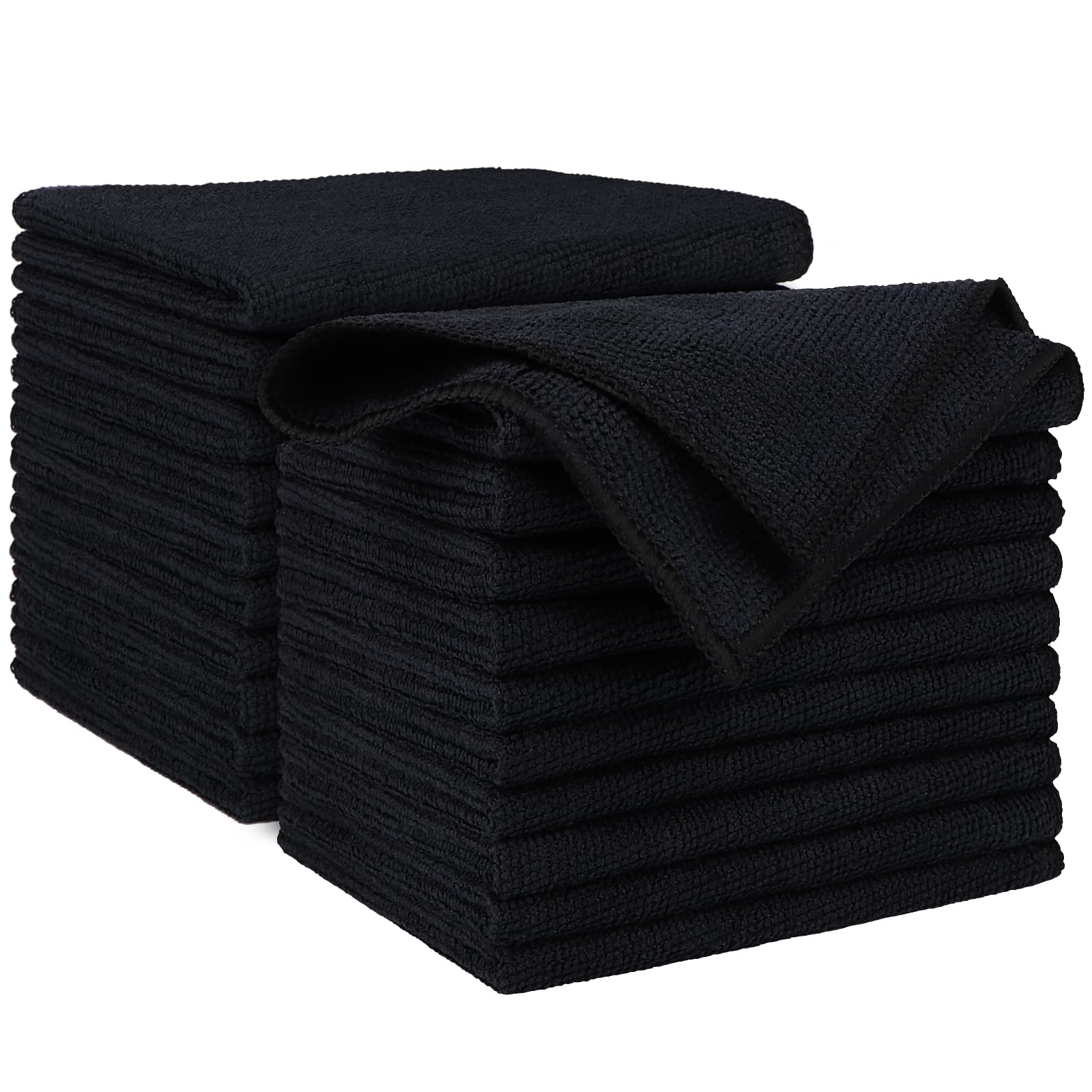 AIDEA Microfiber Cleaning Cloth Black 150PK, Microfiber Towels for Cars, Premium Car Cloths, Dusting Cloth Lint Free Cleaning Rags for SUVs, House, Kitchen, Window, Workshops,12×12"