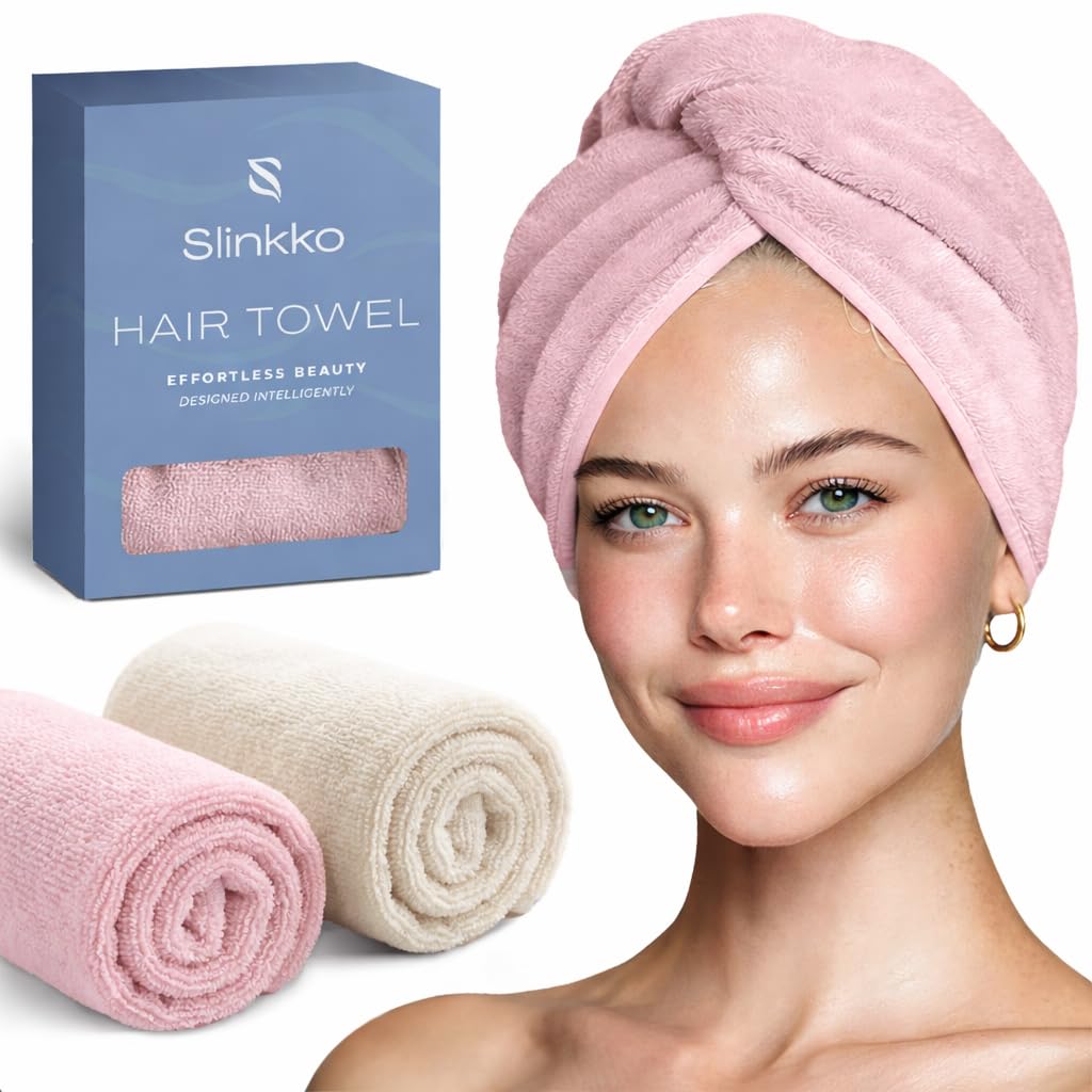 Microfiber Hair Towel Wrap Turban (Blue and Grey)