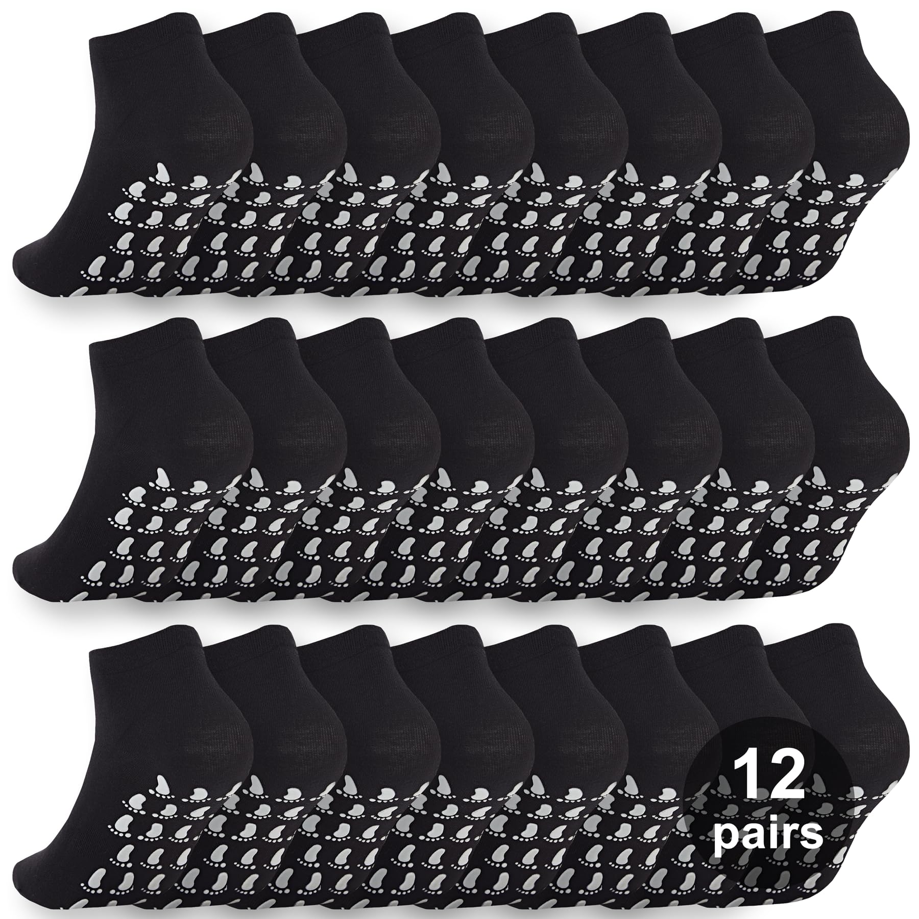 12 Pairs Grip Socks for Women & Men - Non Slip Pilates Yoga Hospital & Elderly Guest Socks