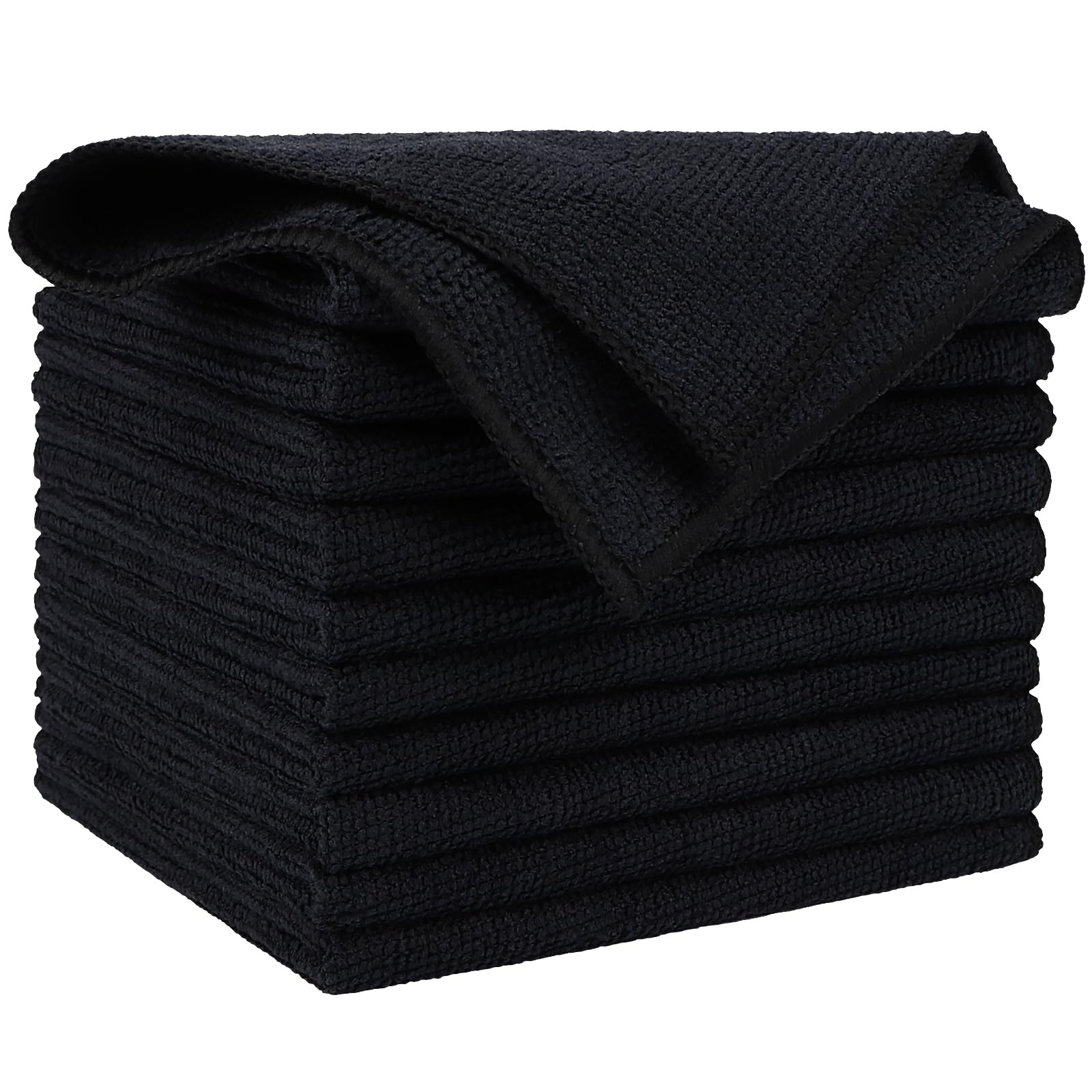 AIDEA Microfiber Cleaning Cloth Black 150PK, Microfiber Towels for Cars, Premium Car Cloths, Dusting Cloth Lint Free Cleaning Rags for SUVs, House, Kitchen, Window, Workshops,12×12"