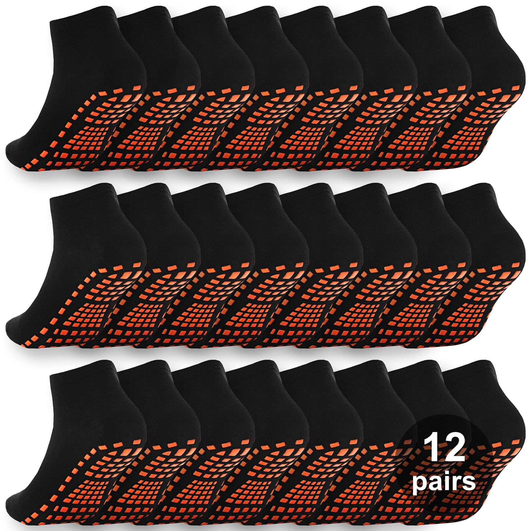 12 Pairs Grip Socks for Women & Men - Non Slip Pilates Yoga Hospital & Elderly Guest Socks