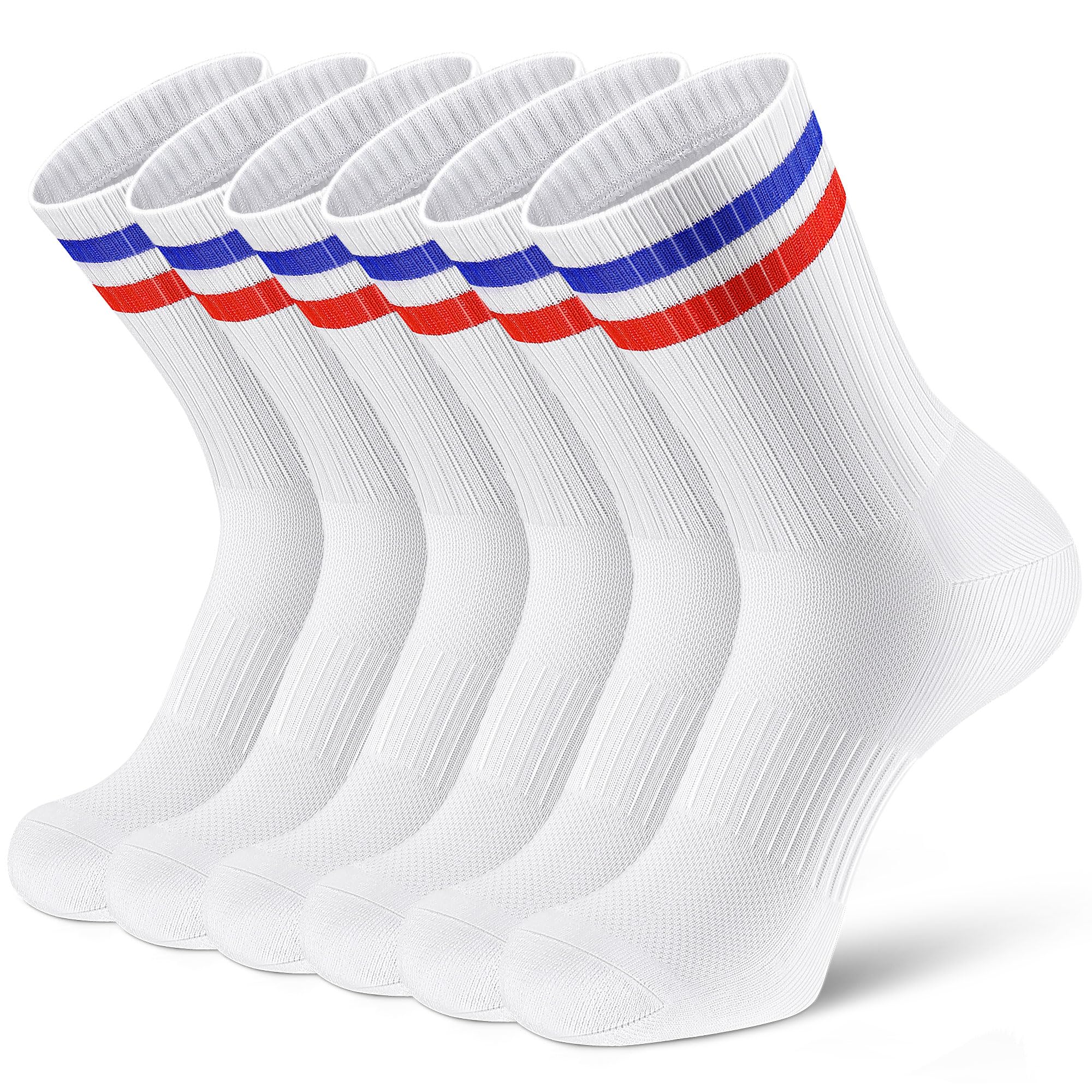 Airacker Athletic Socks Sport Running Calf Socks Performance Cushioned Breathable Crew Socks for Men Women(6 Pairs)