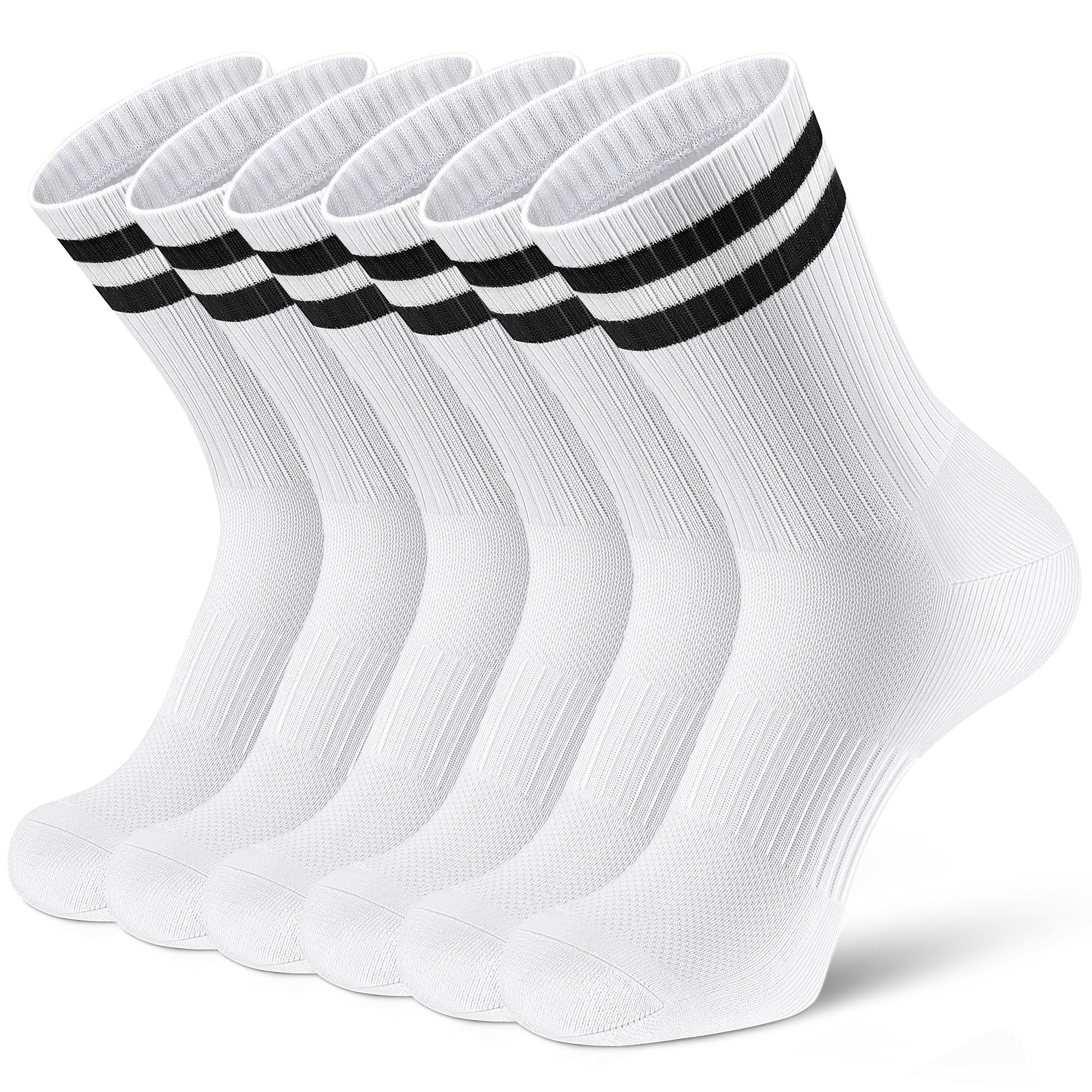 Airacker Athletic Socks Sport Running Calf Socks Performance Cushioned Breathable Crew Socks for Men Women(6 Pairs)