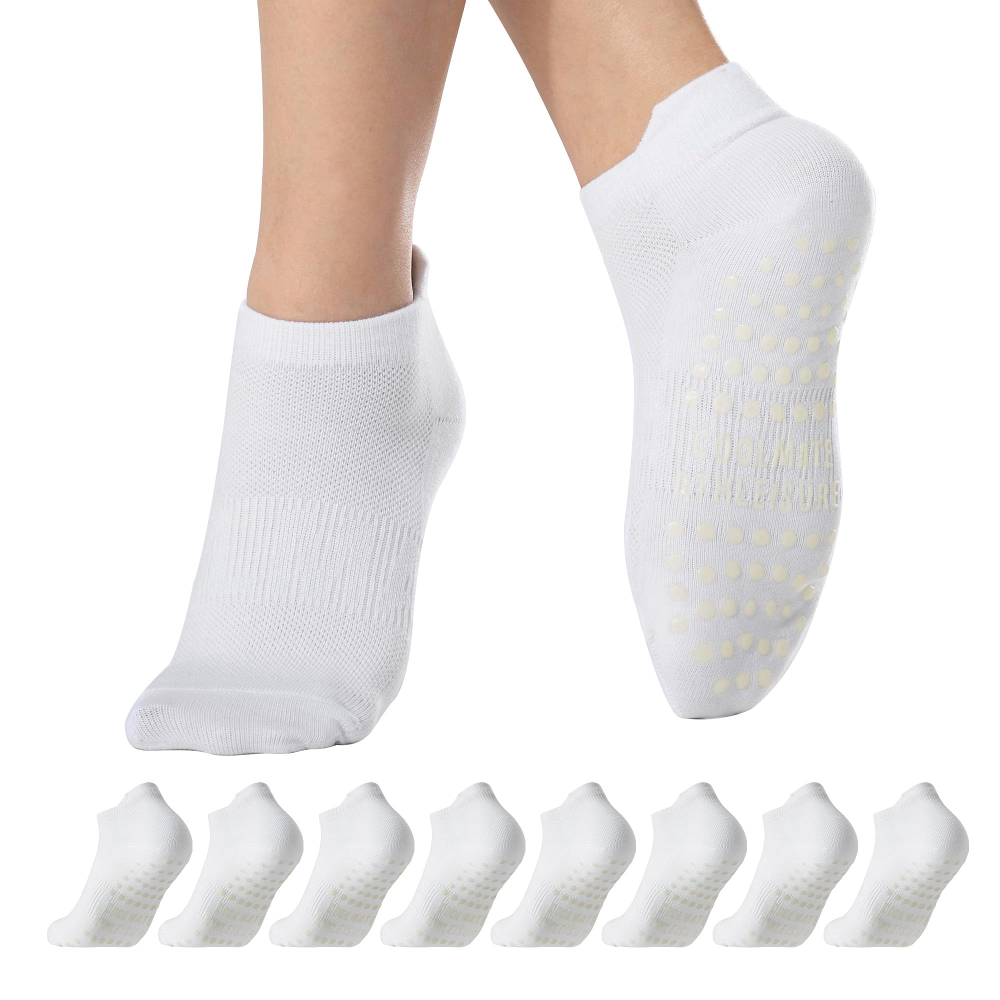 COOLMATE Pilates Socks with Grips for Women, Yoga Socks, Crew Non Slip Women for Barre, Pilates Gifts for Women