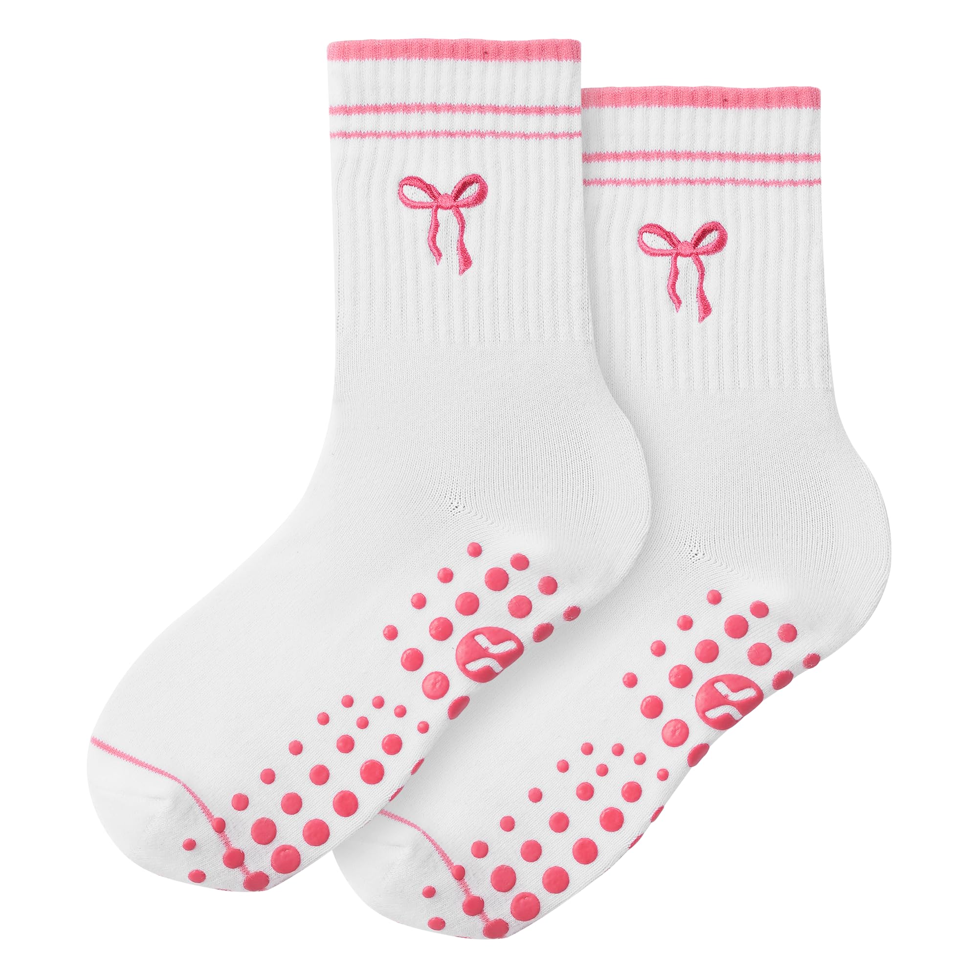 COOLMATE Pilates Socks with Grips for Women, Yoga Socks, Crew Non Slip Women for Barre, Pilates Gifts for Women