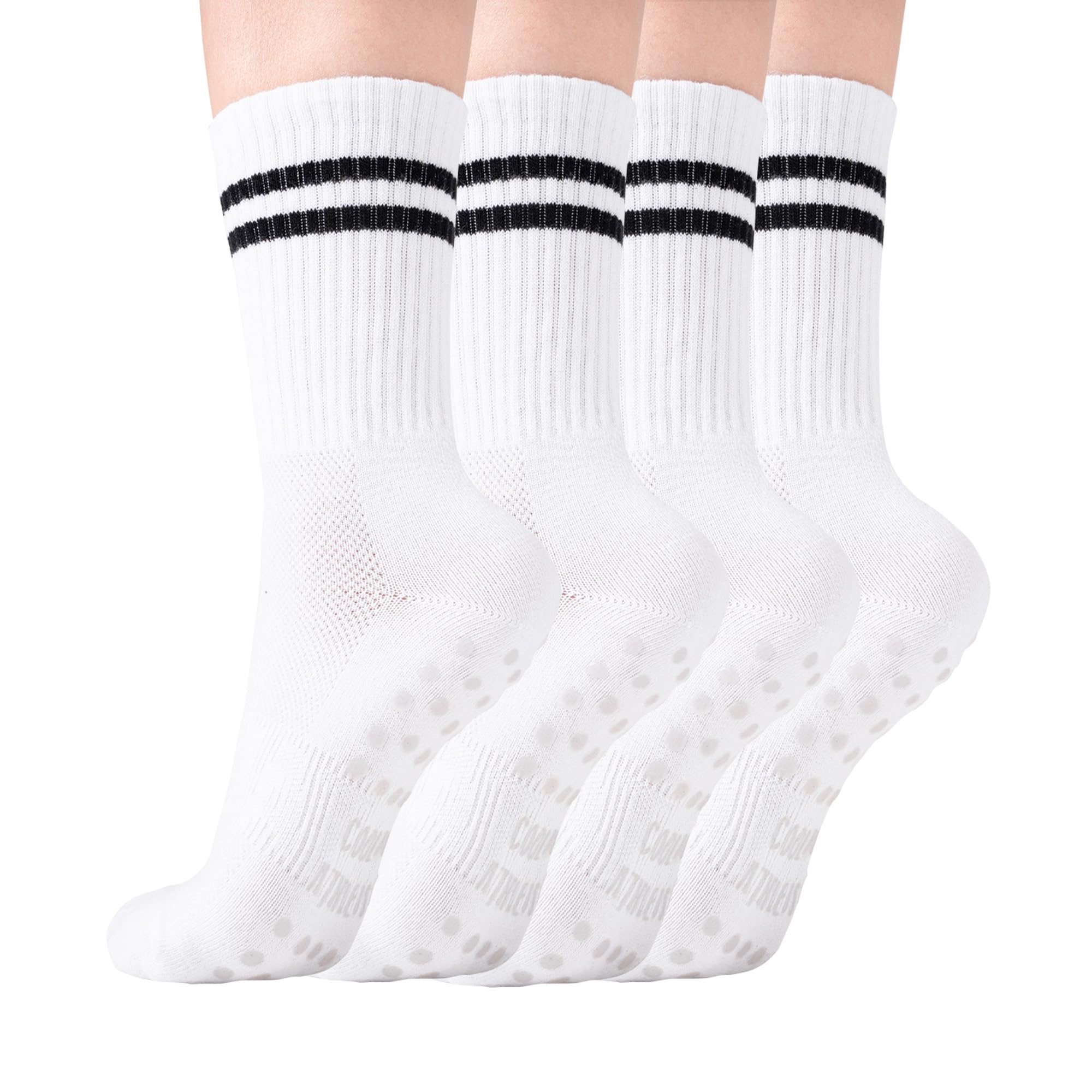 COOLMATE Pilates Socks with Grips for Women, Yoga Socks, Crew Non Slip Women for Barre, Pilates Gifts for Women