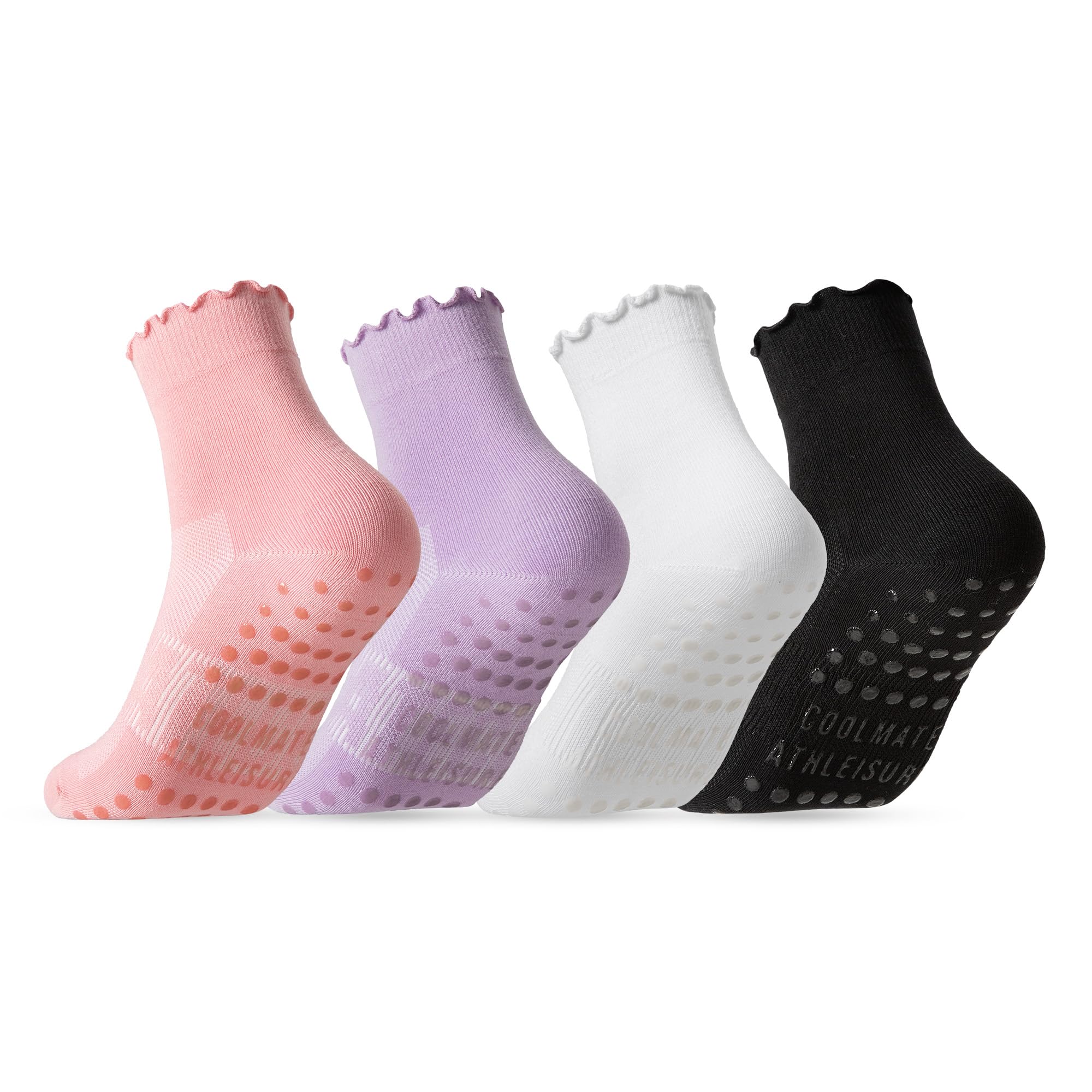 COOLMATE Pilates Socks with Grips for Women, Yoga Socks, Crew Non Slip Women for Barre, Pilates Gifts for Women