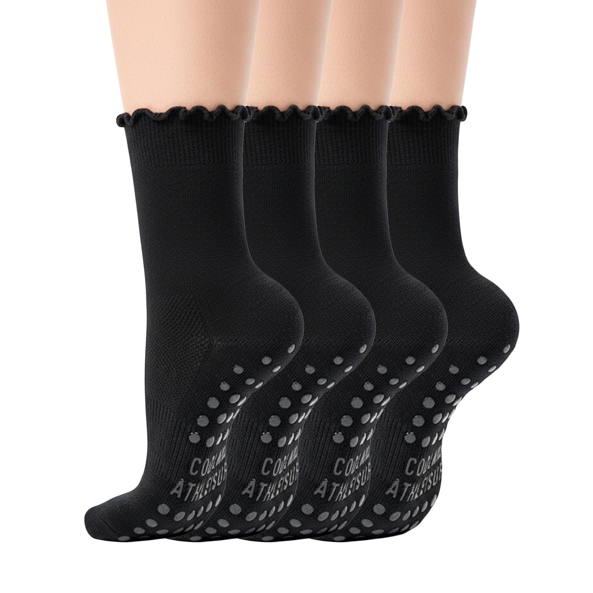 COOLMATE Pilates Socks with Grips for Women, Yoga Socks, Crew Non Slip Women for Barre, Pilates Gifts for Women