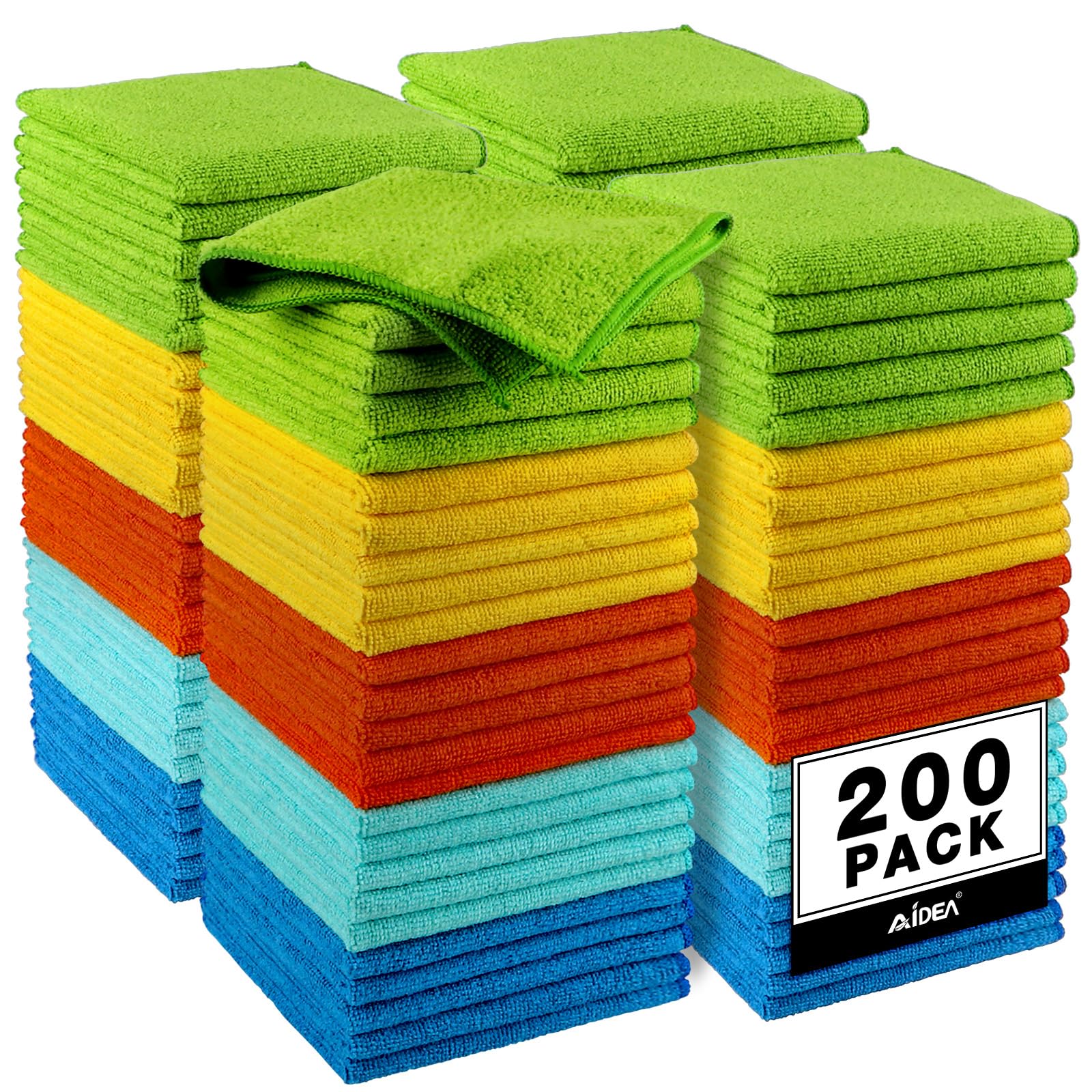 AIDEA Microfiber Cleaning Cloth Black 150PK, Microfiber Towels for Cars, Premium Car Cloths, Dusting Cloth Lint Free Cleaning Rags for SUVs, House, Kitchen, Window, Workshops,12×12"