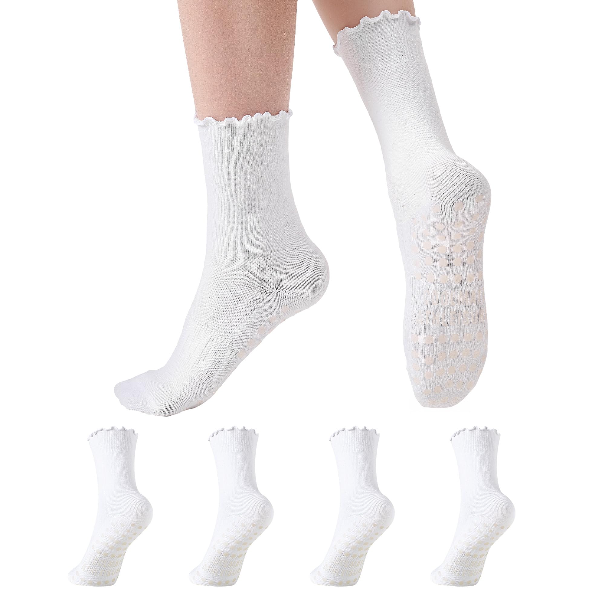 COOLMATE Pilates Socks with Grips for Women, Yoga Socks, Crew Non Slip Women for Barre, Pilates Gifts for Women