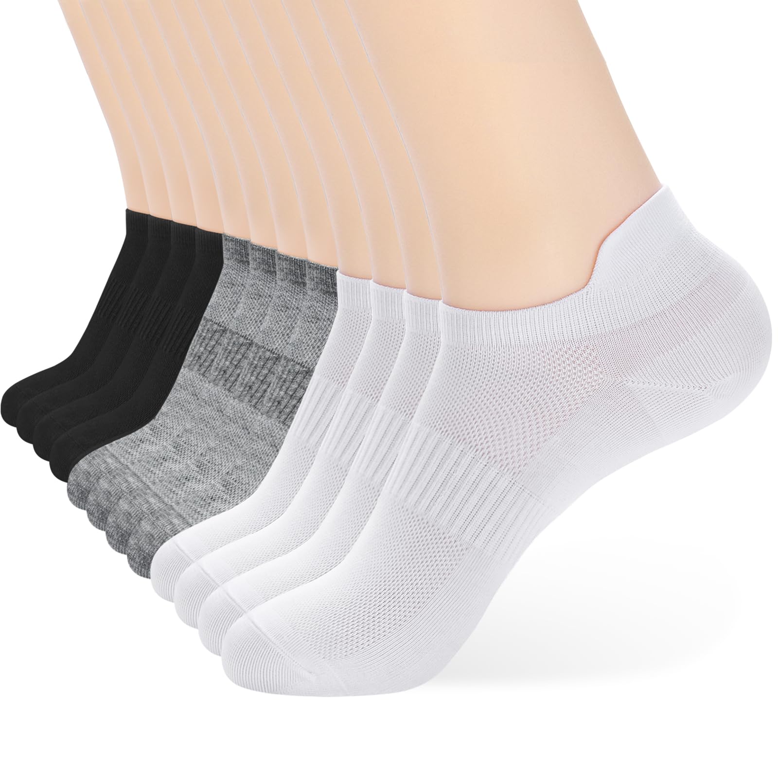 ATBITER Ankle Socks Womens and Men Thin Athletic Running Low Cut No Show Socks With Heel Tab 6-12 Pairs