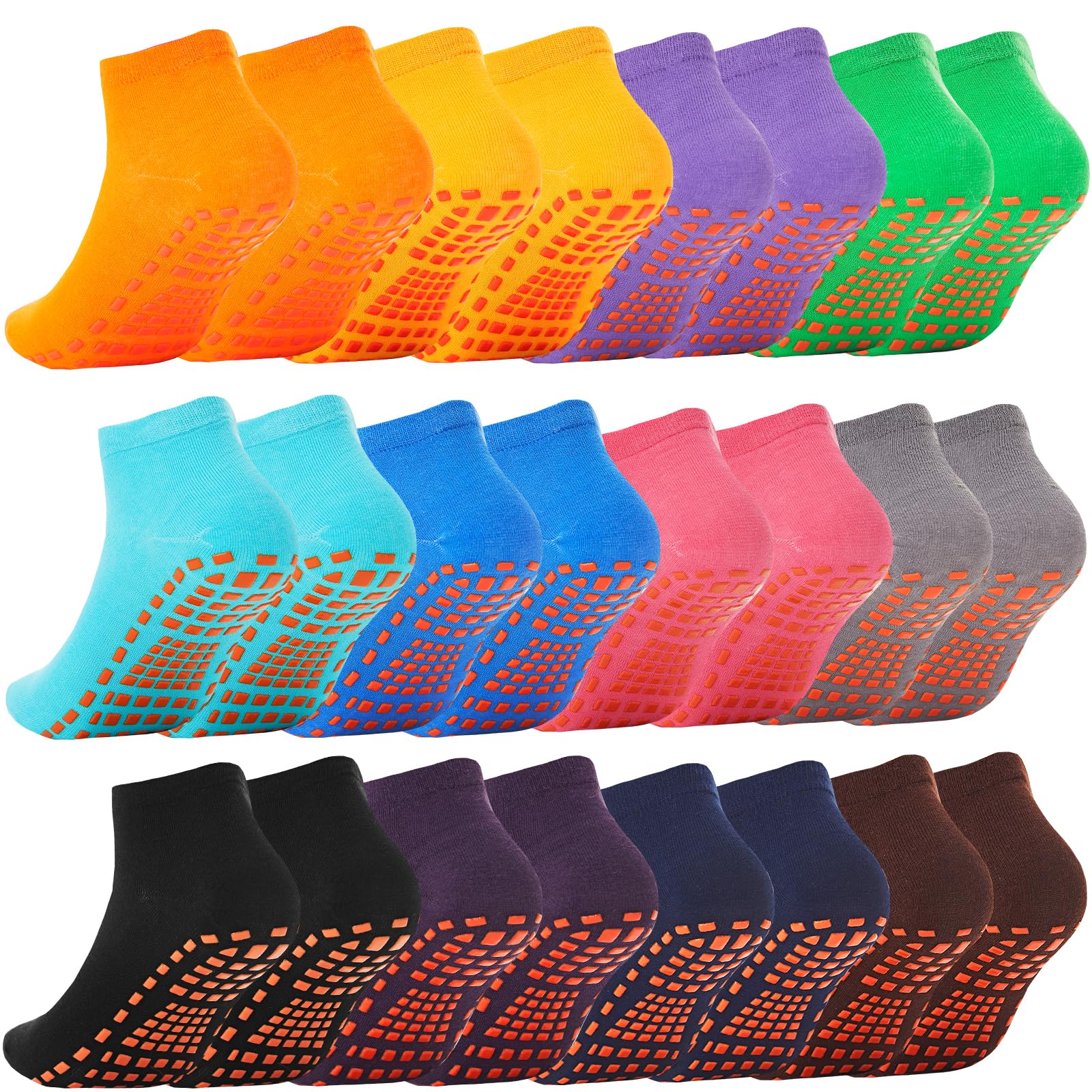 12 Pairs Grip Socks for Women & Men - Non Slip Pilates Yoga Hospital & Elderly Guest Socks