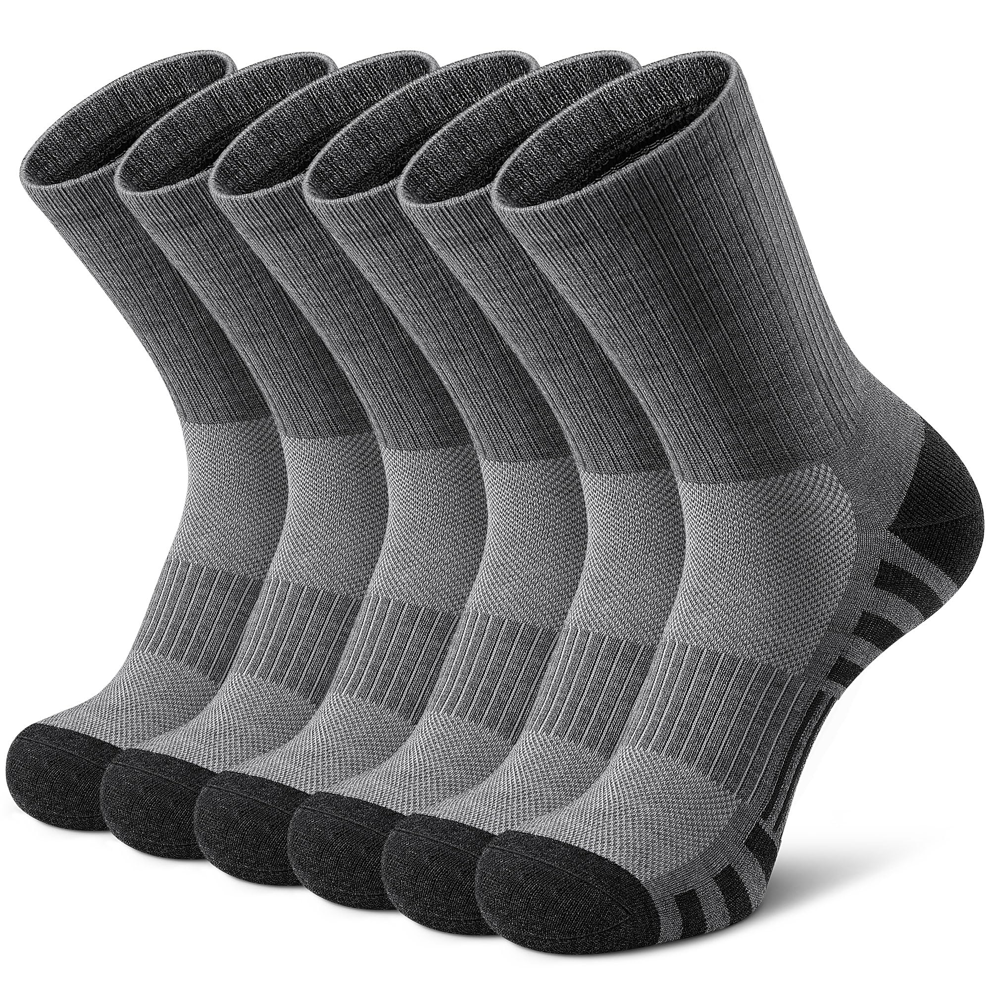 Airacker Athletic Socks Sport Running Calf Socks Performance Cushioned Breathable Crew Socks for Men Women(6 Pairs)