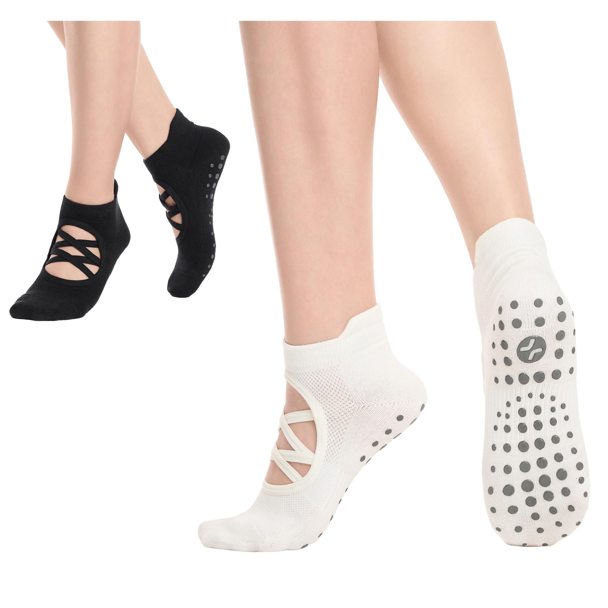 COOLMATE Pilates Socks with Grips for Women, Yoga Socks, Crew Non Slip Women for Barre, Pilates Gifts for Women