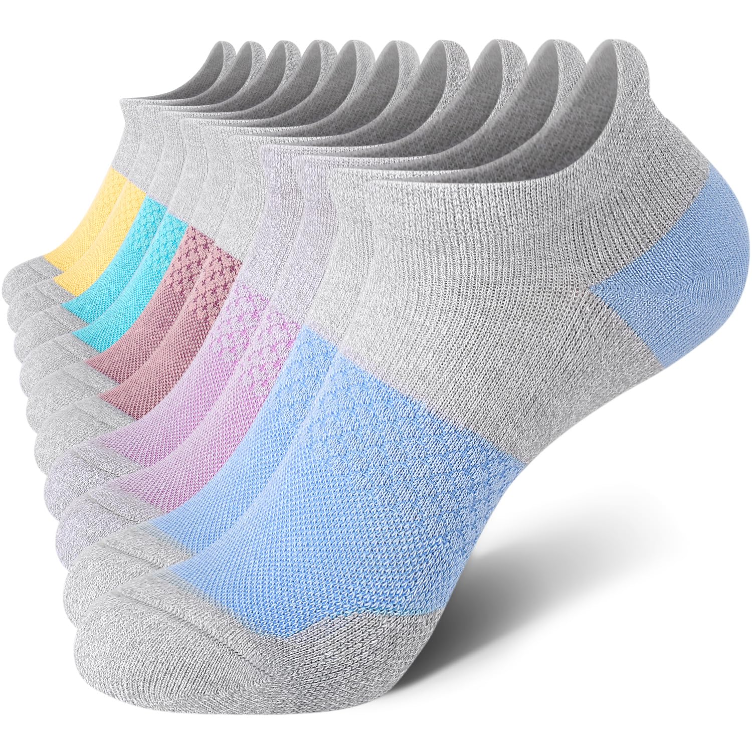 CS CELERSPORT 5 Pairs Women's Ankle Running Socks Cushioned Athletic Sport Socks with Tab