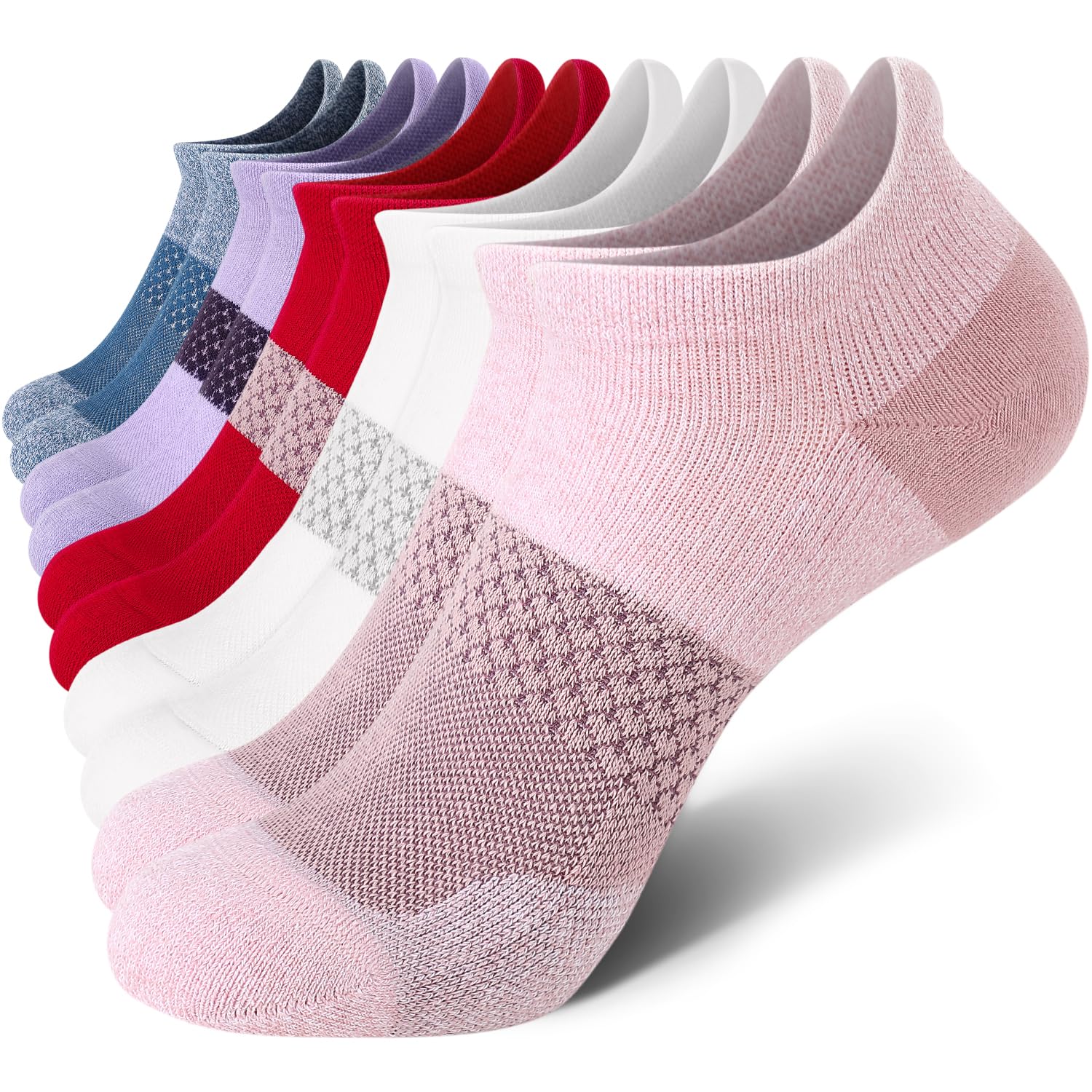 CS CELERSPORT 5 Pairs Women's Ankle Running Socks Cushioned Athletic Sport Socks with Tab
