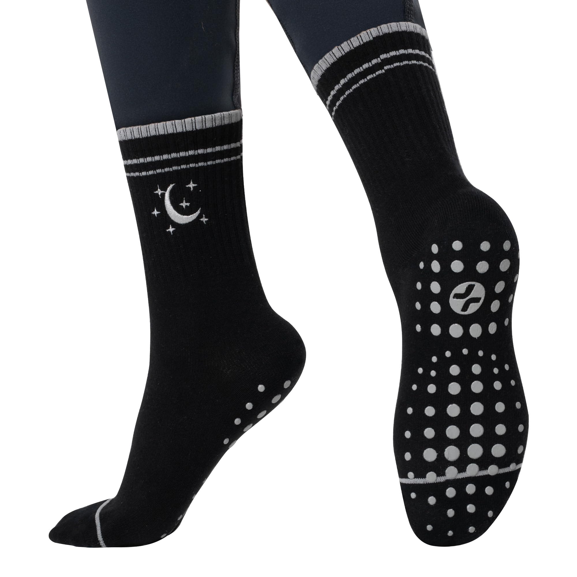 COOLMATE Pilates Socks with Grips for Women, Yoga Socks, Crew Non Slip Women for Barre, Pilates Gifts for Women