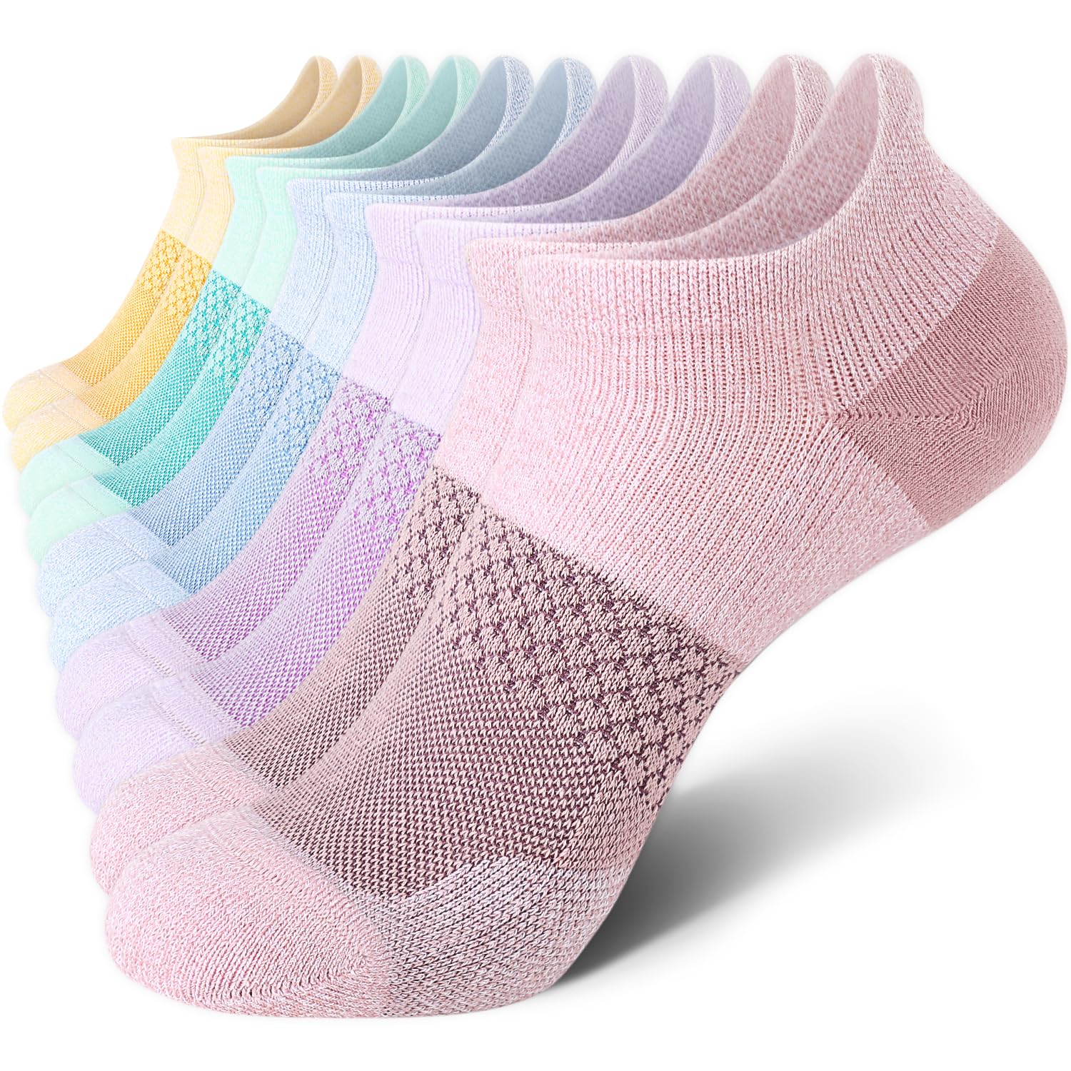 CS CELERSPORT 5 Pairs Women's Ankle Running Socks Cushioned Athletic Sport Socks with Tab
