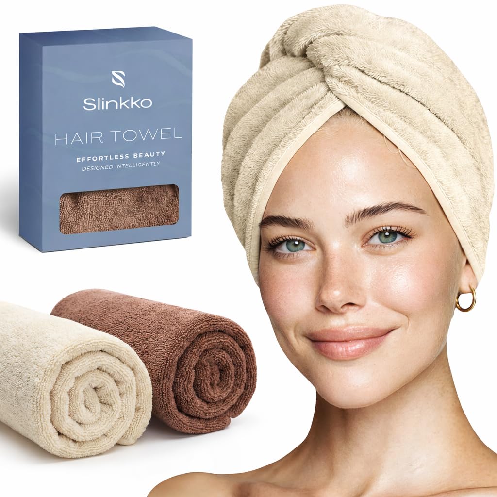 Microfiber Hair Towel Wrap Turban (Blue and Grey)