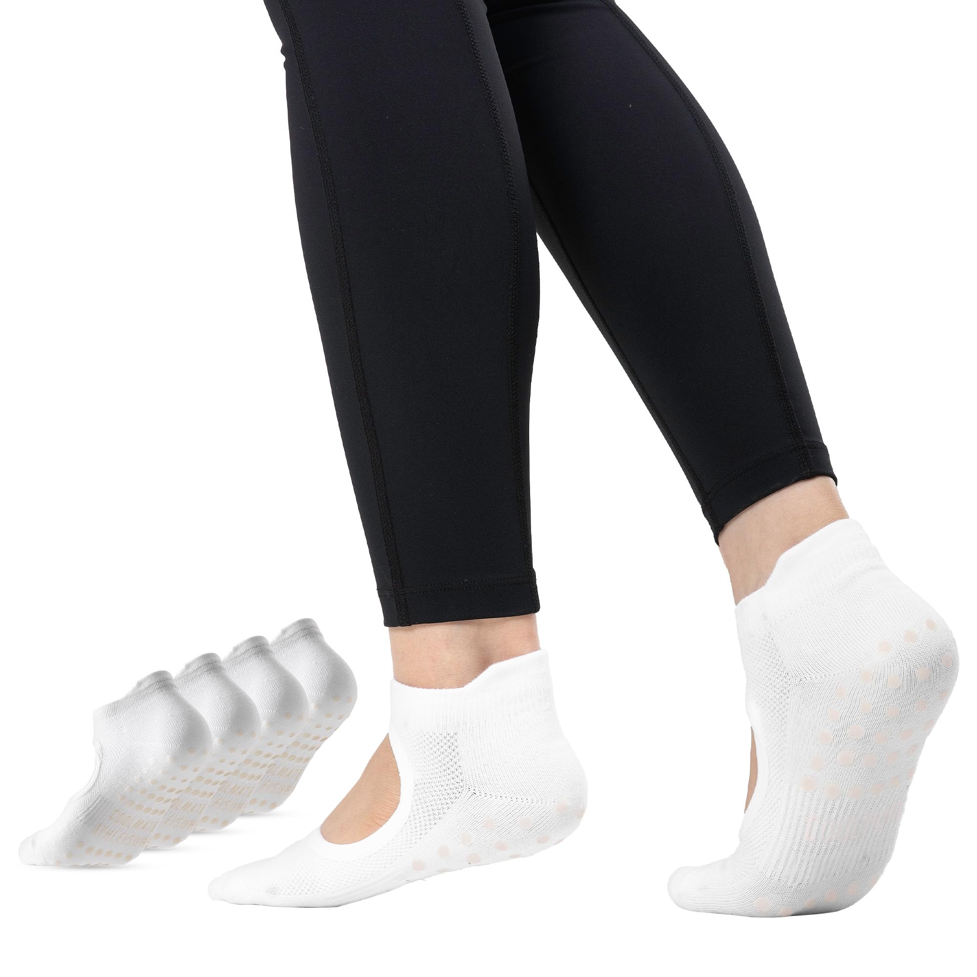COOLMATE Pilates Socks with Grips for Women, Yoga Socks, Crew Non Slip Women for Barre, Pilates Gifts for Women