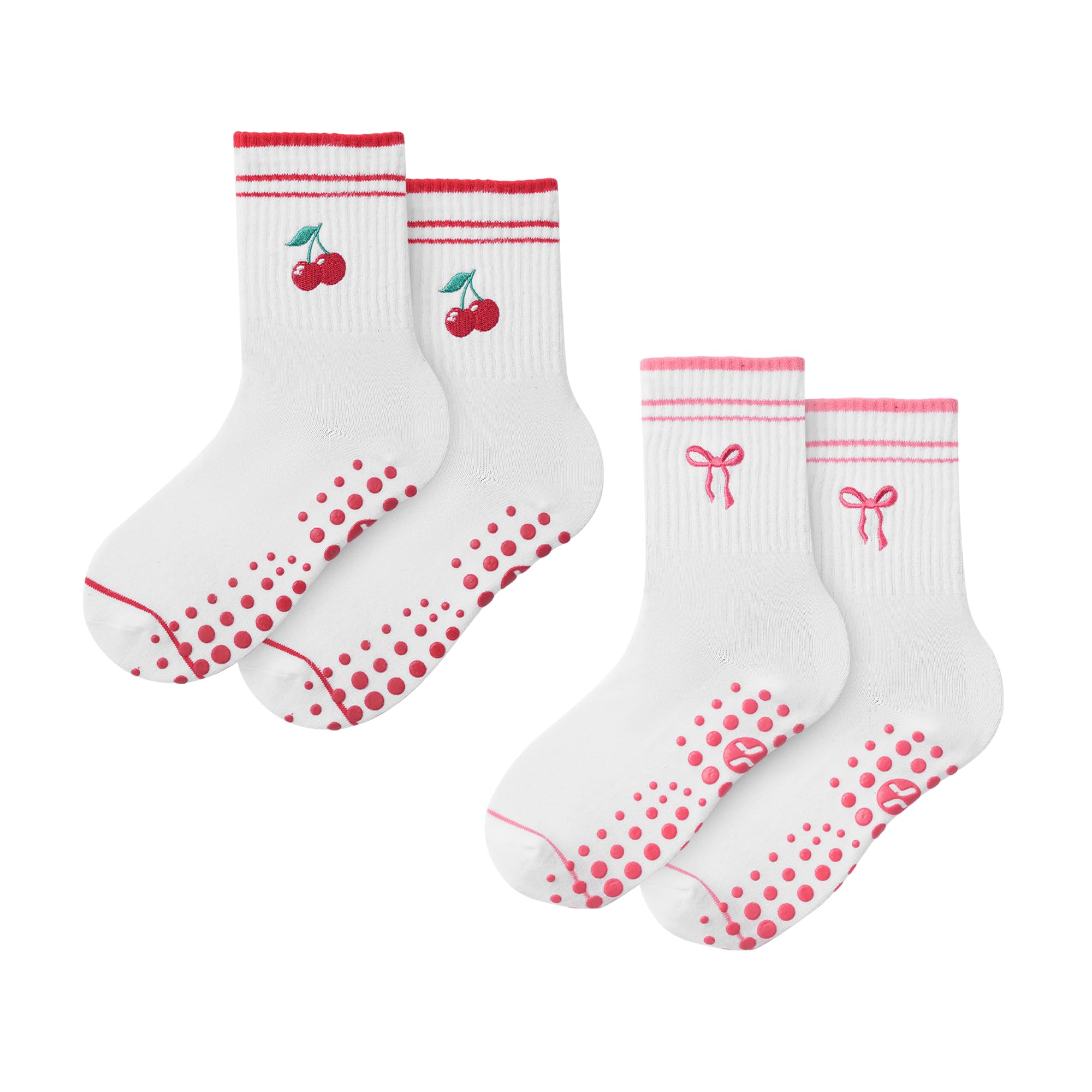 COOLMATE Pilates Socks with Grips for Women, Yoga Socks, Crew Non Slip Women for Barre, Pilates Gifts for Women