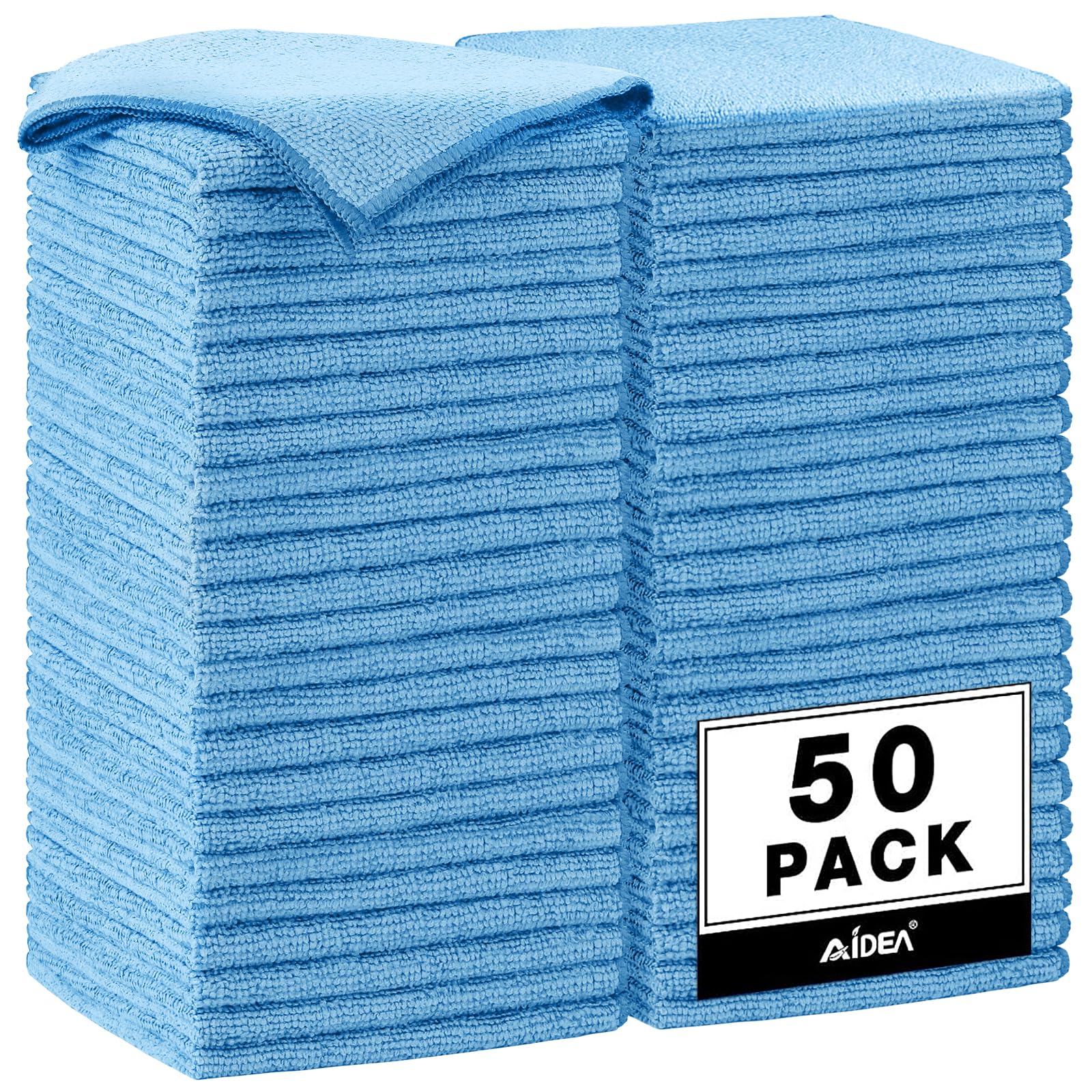 AIDEA Microfiber Cleaning Cloth Black 150PK, Microfiber Towels for Cars, Premium Car Cloths, Dusting Cloth Lint Free Cleaning Rags for SUVs, House, Kitchen, Window, Workshops,12×12"