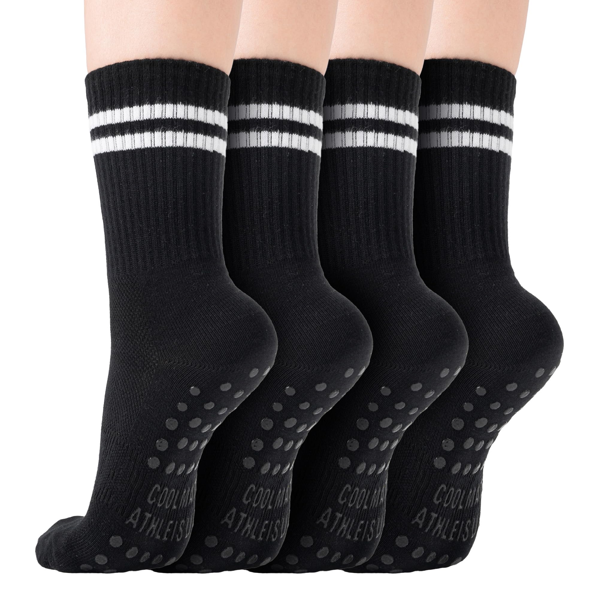 COOLMATE Pilates Socks with Grips for Women, Yoga Socks, Crew Non Slip Women for Barre, Pilates Gifts for Women