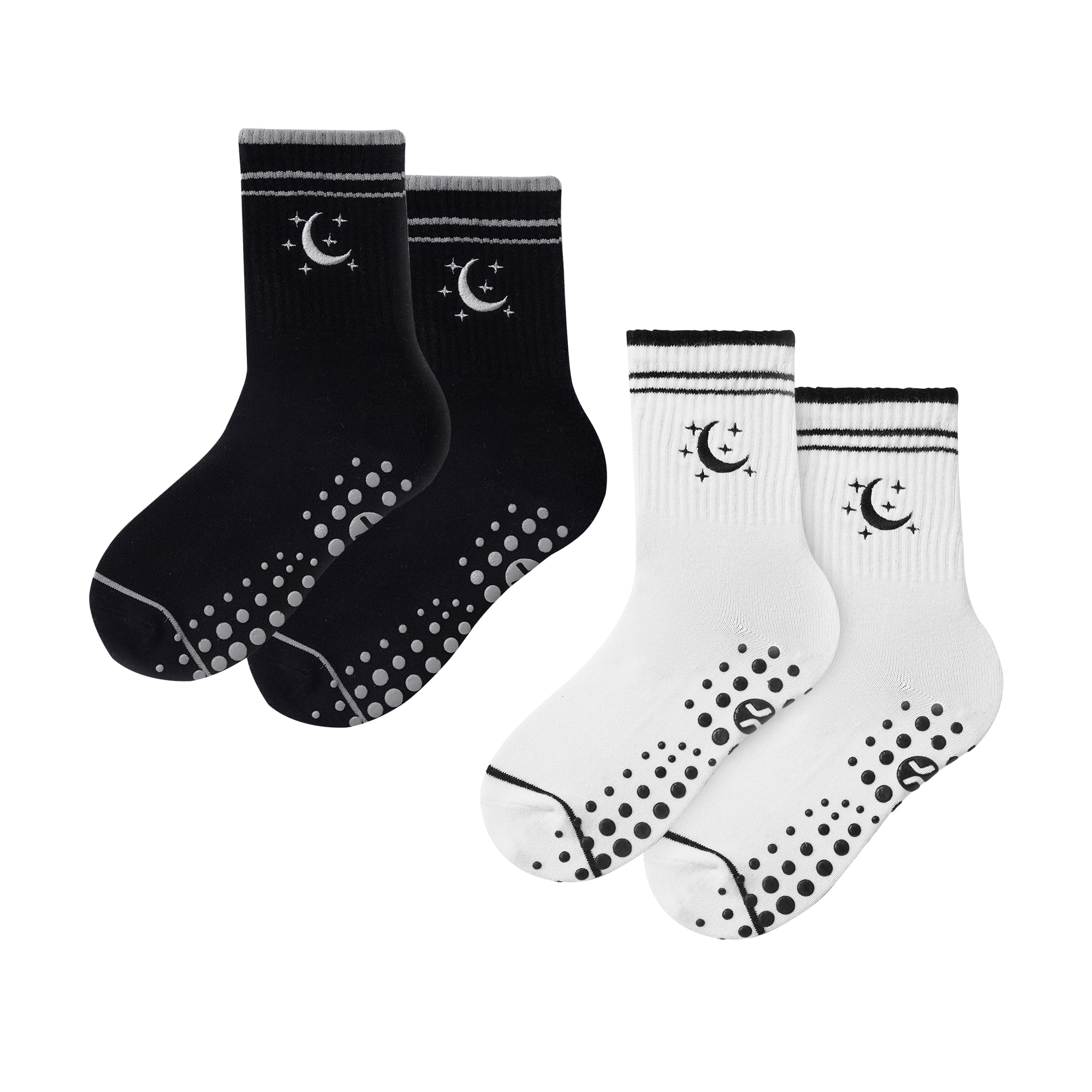 COOLMATE Pilates Socks with Grips for Women, Yoga Socks, Crew Non Slip Women for Barre, Pilates Gifts for Women