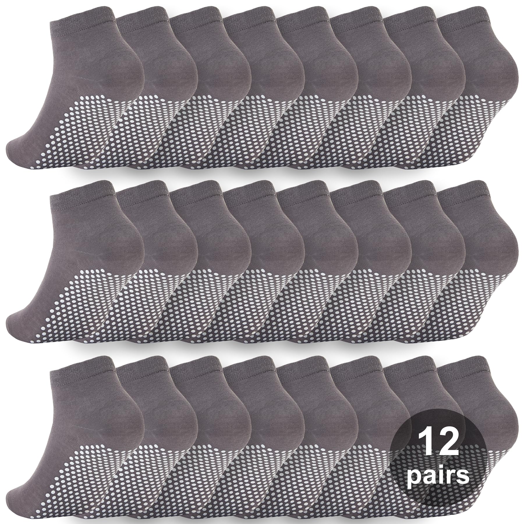 12 Pairs Grip Socks for Women & Men - Non Slip Pilates Yoga Hospital & Elderly Guest Socks
