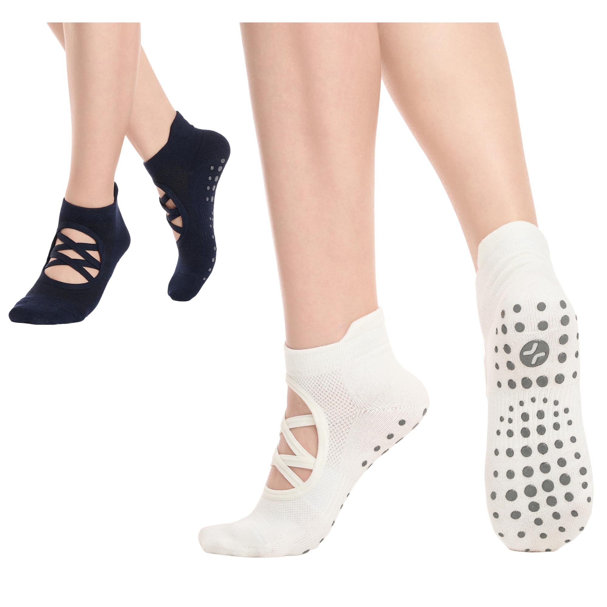 COOLMATE Pilates Socks with Grips for Women, Yoga Socks, Crew Non Slip Women for Barre, Pilates Gifts for Women