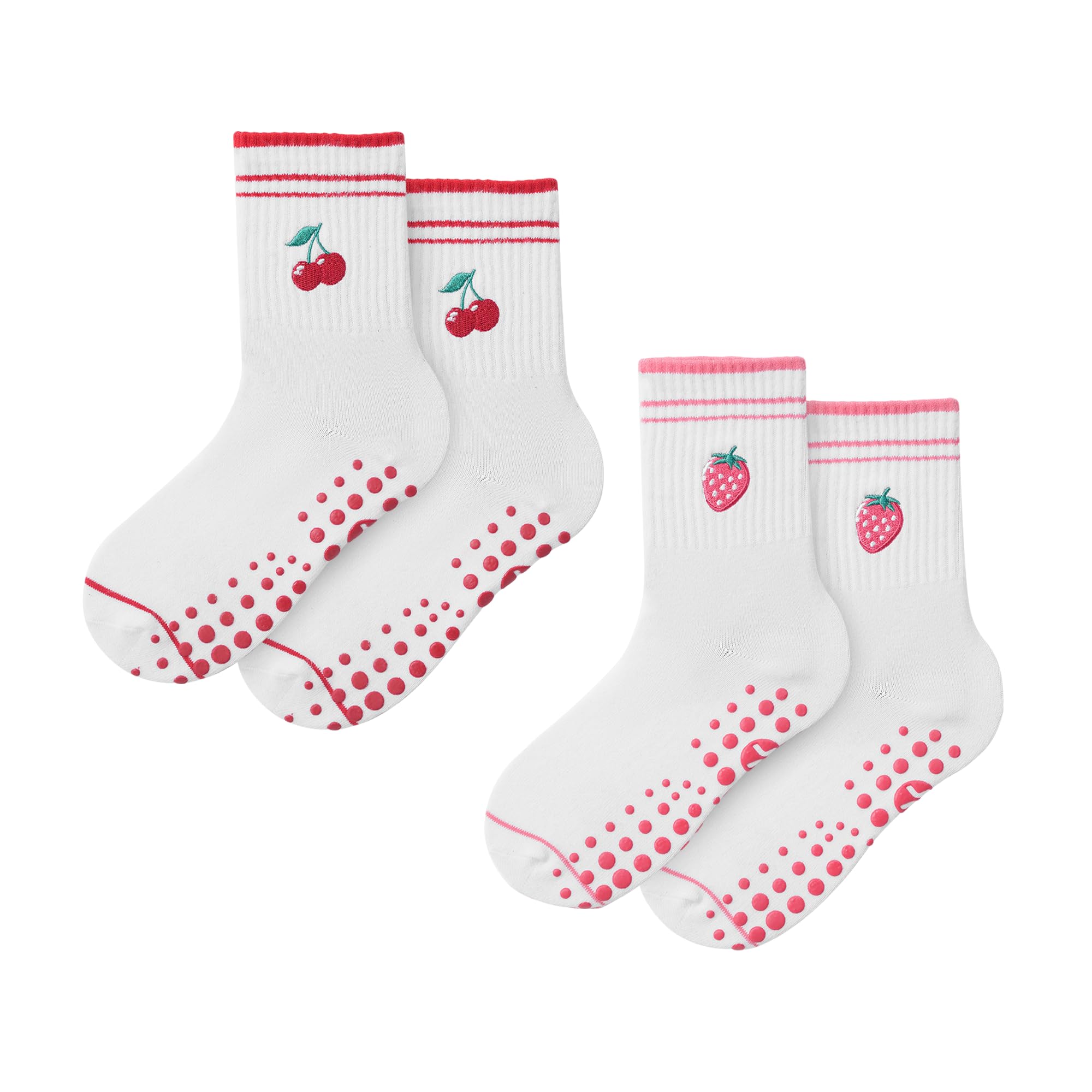 COOLMATE Pilates Socks with Grips for Women, Yoga Socks, Crew Non Slip Women for Barre, Pilates Gifts for Women