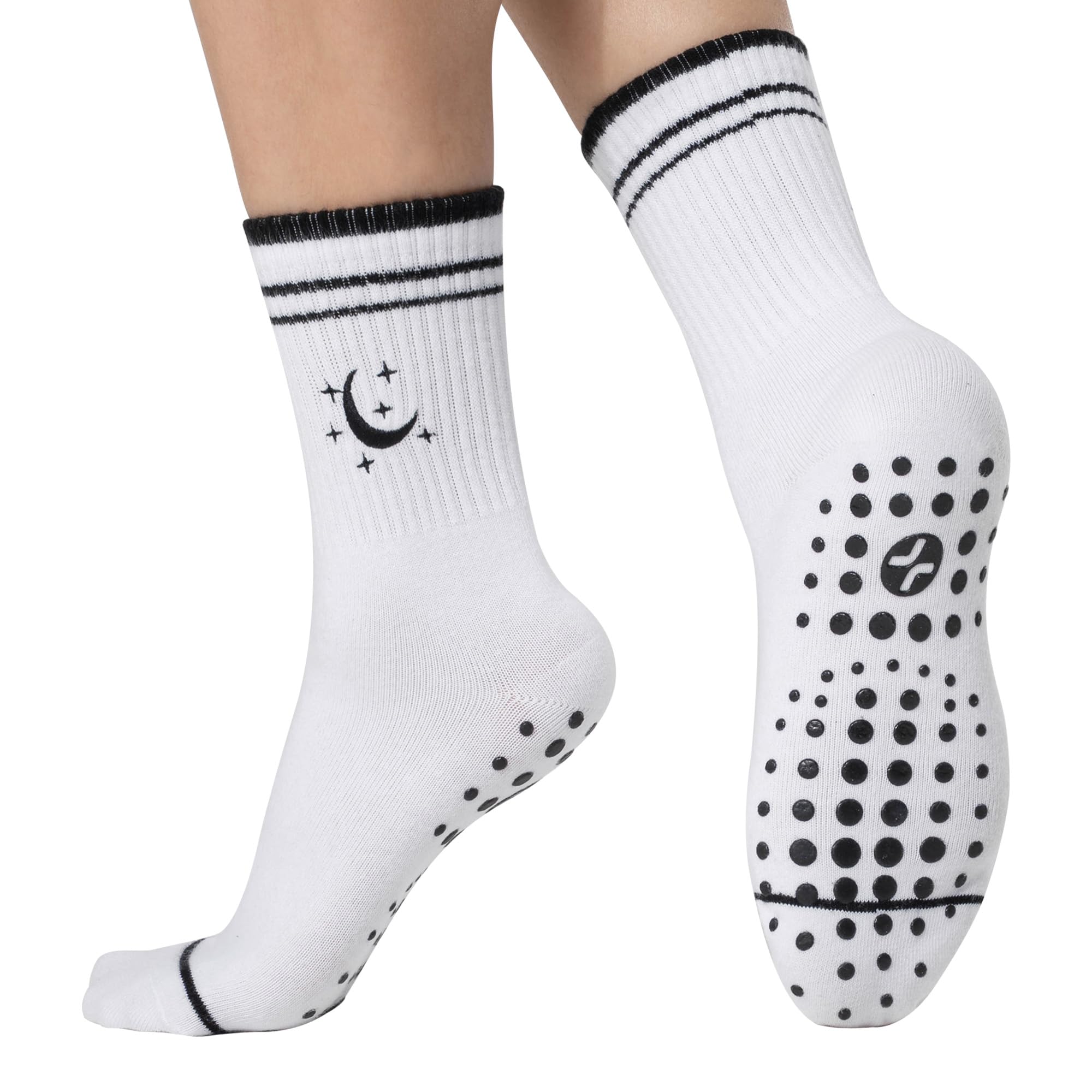 COOLMATE Pilates Socks with Grips for Women, Yoga Socks, Crew Non Slip Women for Barre, Pilates Gifts for Women